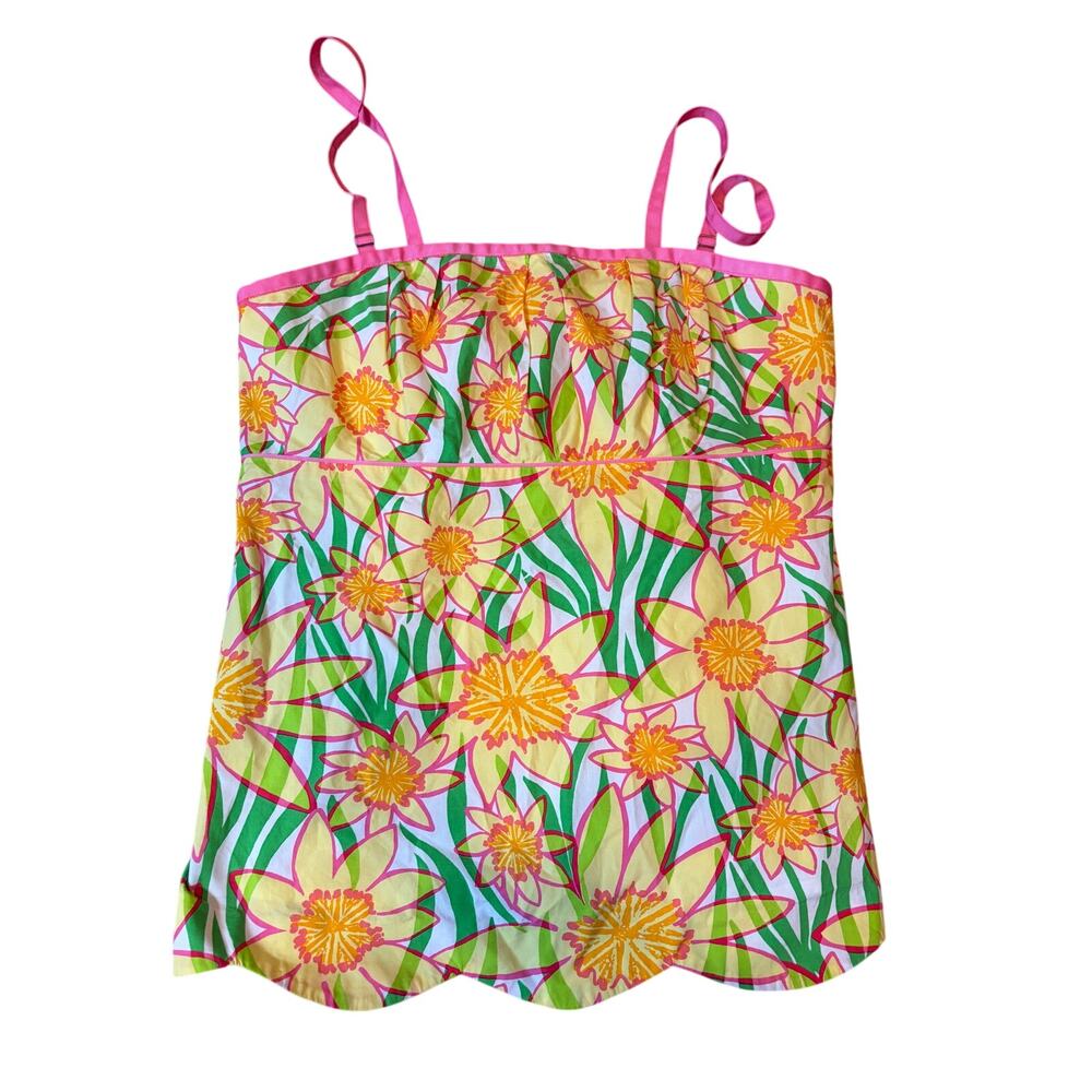 Vintage LILLY PULITZER Scalloped Strapless Top Size 14 Adjustable "Zebra Lily"